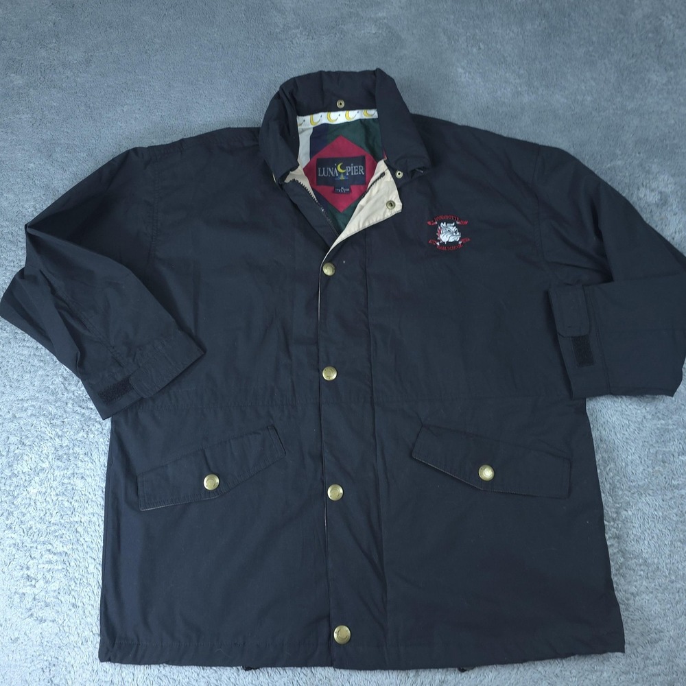 Vintage Luna Pier Jacket Mens Medium Black Wyandotte Bulldog Parka